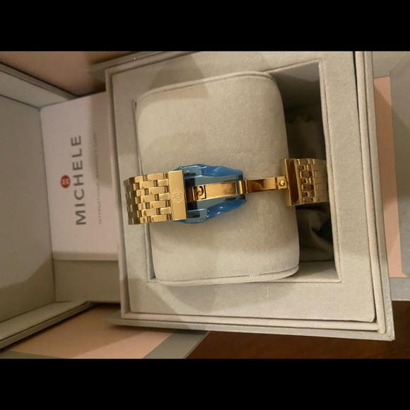 Michele Caber Mid Diamond watch Gold/Blue - Picture 11 of 14